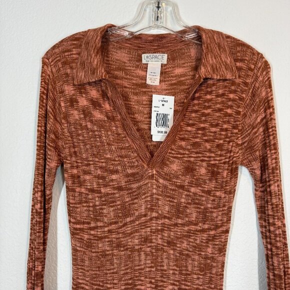 L Space Aria Mini Dress Bodycon Knit Orange Long Sleeve Stretchy Small - Picture 1 of 12